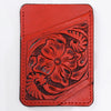 ADCCG108 Hand-Tooled Leather Card Holder - Western Floral Slim Vertical Wallet