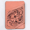 ADCCG108 Hand-Tooled Leather Card Holder - Western Floral Slim Vertical Wallet