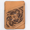 ADCCG108 Hand-Tooled Leather Card Holder - Western Floral Slim Vertical Wallet