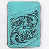 ADCCG108 Hand-Tooled Leather Card Holder - Western Floral Slim Vertical Wallet