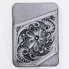 ADCCG108 Hand-Tooled Leather Card Holder - Western Floral Slim Vertical Wallet
