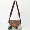 ADBGA571 American Darling Hand Tooled Floral Carved Hair-On Cowhide Small Cross body Bag