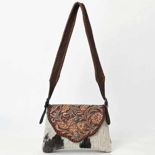 ADBGA571 American Darling Hand Tooled Floral Carved Hair-On Cowhide Small Cross body Bag