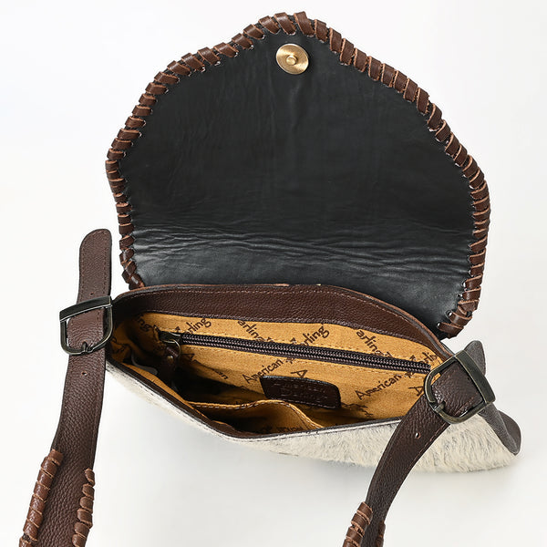 ADBGA571 American Darling Hand Tooled Floral Carved Hair-On Cowhide Small Cross body Bag