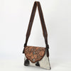 ADBGA571 American Darling Hand Tooled Floral Carved Hair-On Cowhide Small Cross body Bag