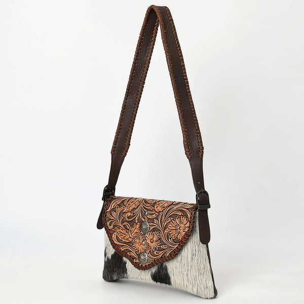 ADBGA571 American Darling Hand Tooled Floral Carved Hair-On Cowhide Small Cross body Bag
