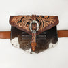 ADBGA572 American Darling Tooled Leather & Cowhide Belt Bag with Buckle Detail