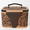 ADBGA576 American Darling Hand-Tooled Leather Jewelry Case with Zip Closure and Top Handle
