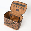 ADBGA576 American Darling Hand-Tooled Leather Jewelry Case with Zip Closure and Top Handle