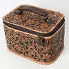 ADBGA576 American Darling Hand-Tooled Leather Jewelry Case with Zip Closure and Top Handle