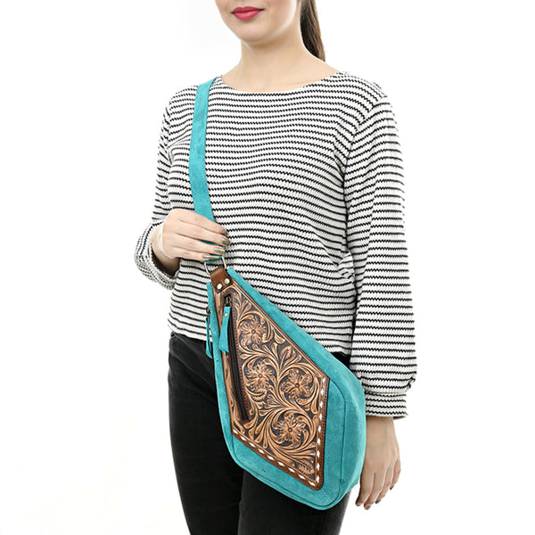 ADBGA578 American Darling Hand Tooled Floral Carved Genuine Leather Sling Bag