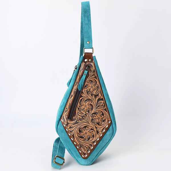 ADBGA578 American Darling Hand Tooled Floral Carved Genuine Leather Sling Bag