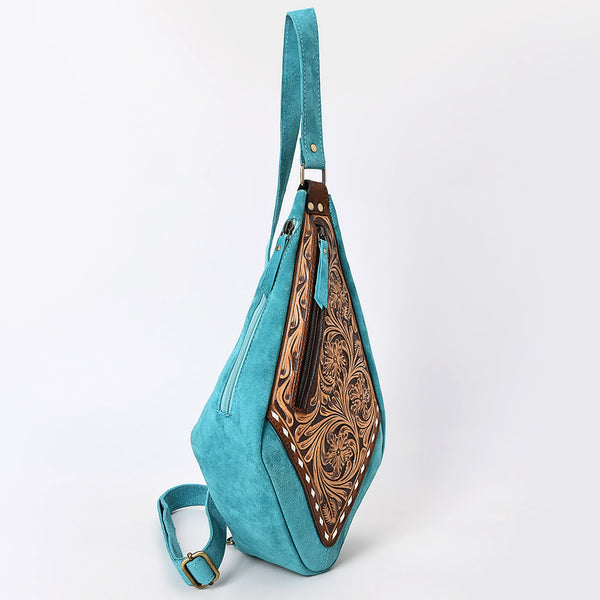 ADBGA578 American Darling Hand Tooled Floral Carved Genuine Leather Sling Bag