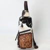 ADBGA579 American Darling Hair-On Cowhide Leather Sling Bag with Hand-Tooled Pocket