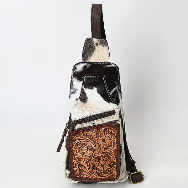 ADBGA579 American Darling Hair-On Cowhide Leather Sling Bag with Hand-Tooled Pocket