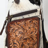 ADBGA579 American Darling Hair-On Cowhide Leather Sling Bag with Hand-Tooled Pocket