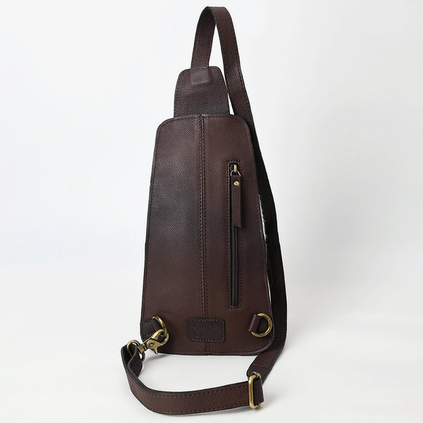 ADBGA579 American Darling Hair-On Cowhide Leather Sling Bag with Hand-Tooled Pocket