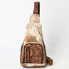 ADBGA580 American Darling Hand-Tooled Leather & Cowhide Sling Bag With Hand Tooled