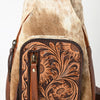 ADBGA580 American Darling Hand-Tooled Leather & Cowhide Sling Bag With Hand Tooled