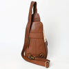 ADBGA580 American Darling Hand-Tooled Leather & Cowhide Sling Bag With Hand Tooled