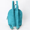 ADBGA581 Hand-Tooled Leather & Wool Backpack Genuine Western Turquoise Bag for Women