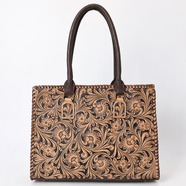 ADBGA583 American Darling Hand Tooled Floral Carved Braided Genuine Leather Tote Bag