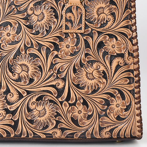 ADBGA583 American Darling Hand Tooled Floral Carved Braided Genuine Leather Tote Bag