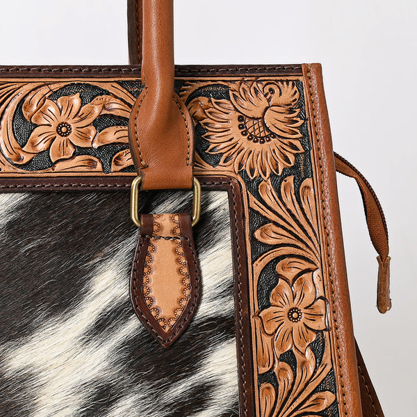 ADBGA584 American Darling Hand-Tooled Genuine Leather & Cowhide Western Tote Bag