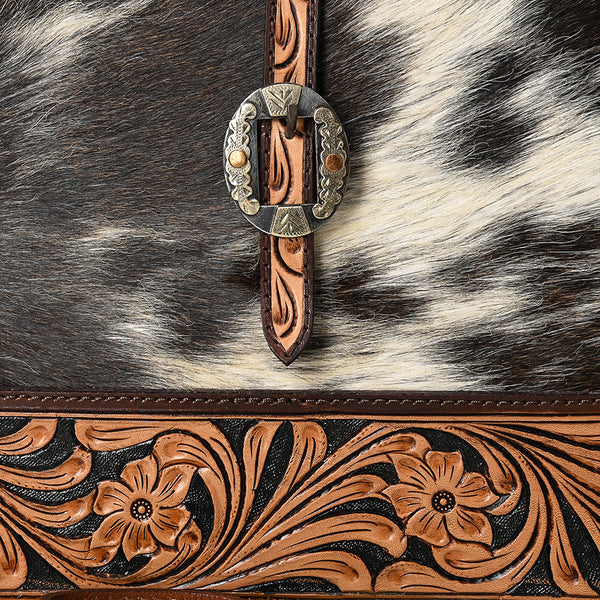 ADBGA584 American Darling Hand-Tooled Genuine Leather & Cowhide Western Tote Bag
