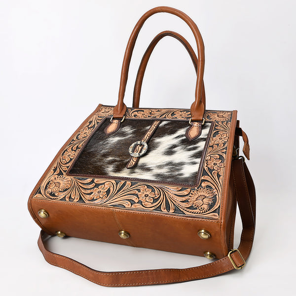 ADBGA584 American Darling Hand-Tooled Genuine Leather & Cowhide Western Tote Bag