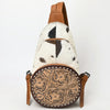 ADBG1521 American Darling Handcrafted Western Leather Sling Bag with Genuine Hair-On Cowhide & Tooled Front