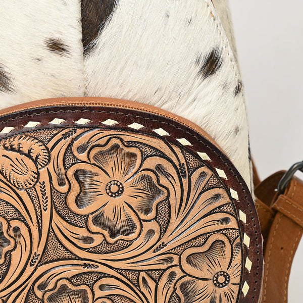 ADBG1521 American Darling Handcrafted Western Leather Sling Bag with Genuine Hair-On Cowhide & Tooled Front