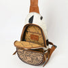 ADBG1521 American Darling Handcrafted Western Leather Sling Bag with Genuine Hair-On Cowhide & Tooled Front
