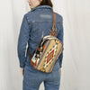 ADBG1522 American Darling Western Leather Sling Bag with Saddle Blanket Front and Genuine Hair-On Cowhide