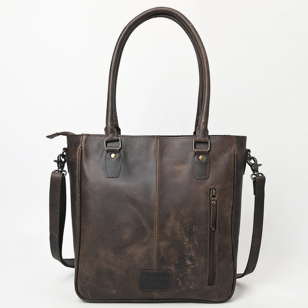 ADBG1523 American Darling Western Leather Tote Bag with Hand Woven Saddle Blanket Detail