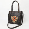 ADBG1523 American Darling Western Leather Tote Bag with Hand Woven Saddle Blanket Detail