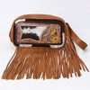 ADBG1524 American Darling Western Leather Fanny Pack Tooled Floral and Hair-on Cowhide