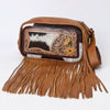 ADBG1524 American Darling Western Leather Fanny Pack Tooled Floral and Hair-on Cowhide