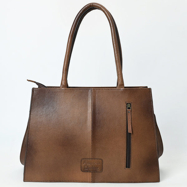 ADBG1525 American Darling Hand Tooled Western Leather Tote Bag with Floral Carving and Buck Stitching