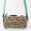 ADBG1528 American Darling Western Hair-on Cowhide Small Crossbody Bag with Hand-Tooled Floral Accents