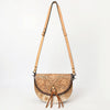 ADBG1529 American Darling Western Leather Small Crossbody Bag with Hair-On Cowhide & Hand-Tooled Floral Design