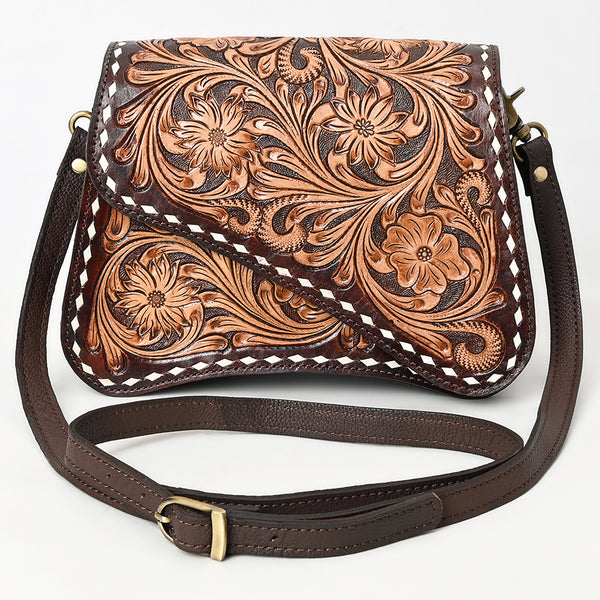 ADBGA587 American Darling Tooled Genuine Leather Western Crossbody Bag-Floral Design for Women