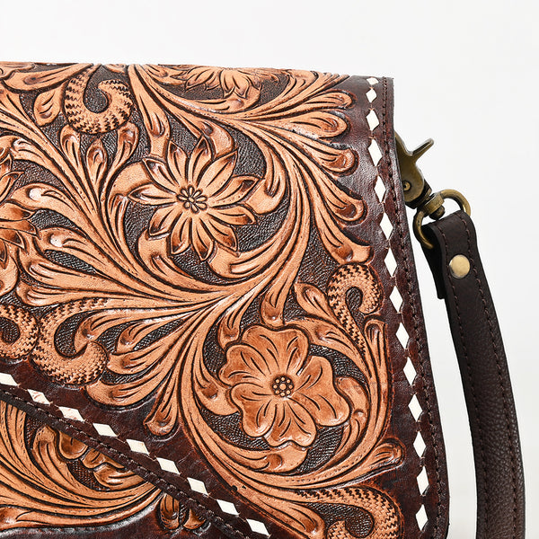 ADBGA587 American Darling Tooled Genuine Leather Western Crossbody Bag-Floral Design for Women