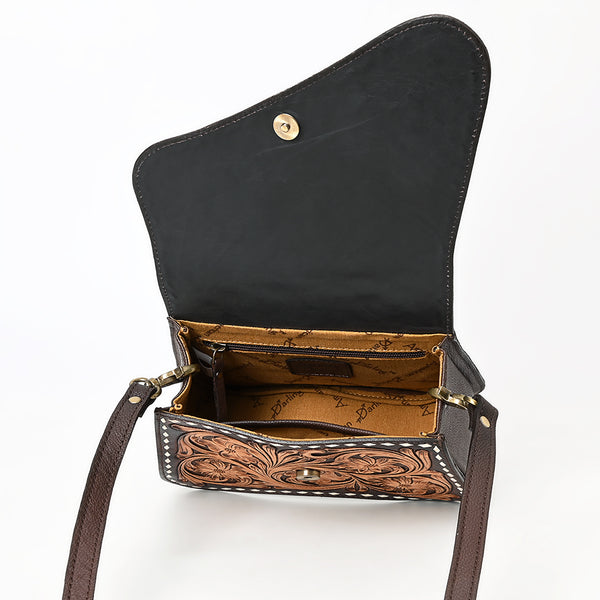 ADBGA587 American Darling Tooled Genuine Leather Western Crossbody Bag-Floral Design for Women