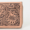 ADBGZ870 Tan Hand-Tooled Leather Zip Wallet Western Floral Clutch | American Darling