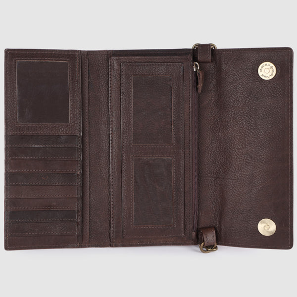 ADBGM295 Hand-Tooled Leather Clutch Wristlet - Western Floral Design & Detachable Strap