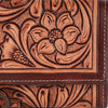 ADBGM295 Hand-Tooled Leather Clutch Wristlet - Western Floral Design & Detachable Strap