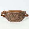 ADBG1531 American Darling Western Leather Fanny Pack with Hand-Tooled Floral Design Genuine Full-Grain Leather