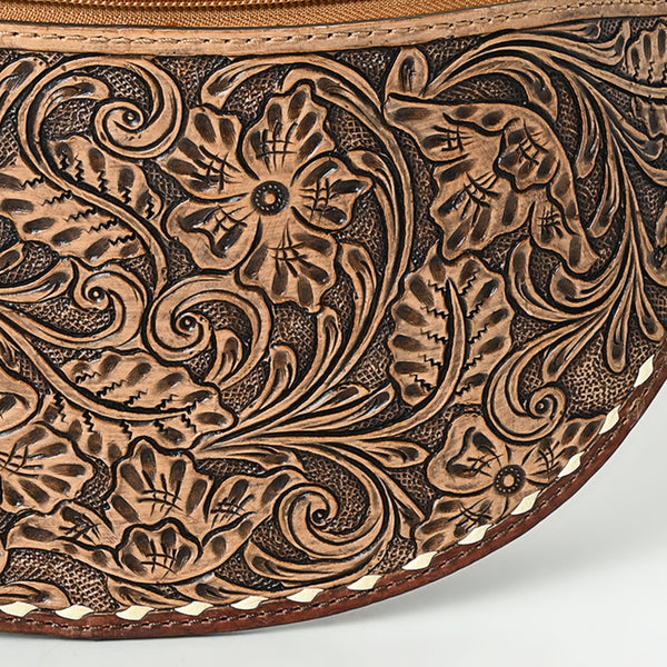 ADBG1531 American Darling Western Leather Fanny Pack with Hand-Tooled Floral Design Genuine Full-Grain Leather