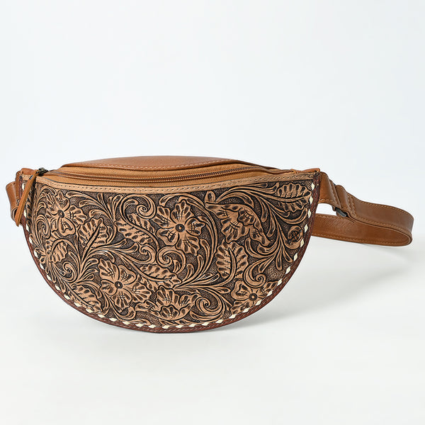 ADBG1531 American Darling Western Leather Fanny Pack with Hand-Tooled Floral Design Genuine Full-Grain Leather